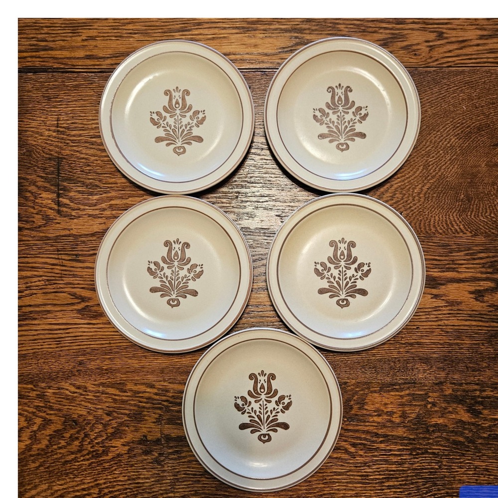 Pfaltzgraff‎ Village Bread/Salad Plates Set of 5 Vintage USA Stoneware Brown